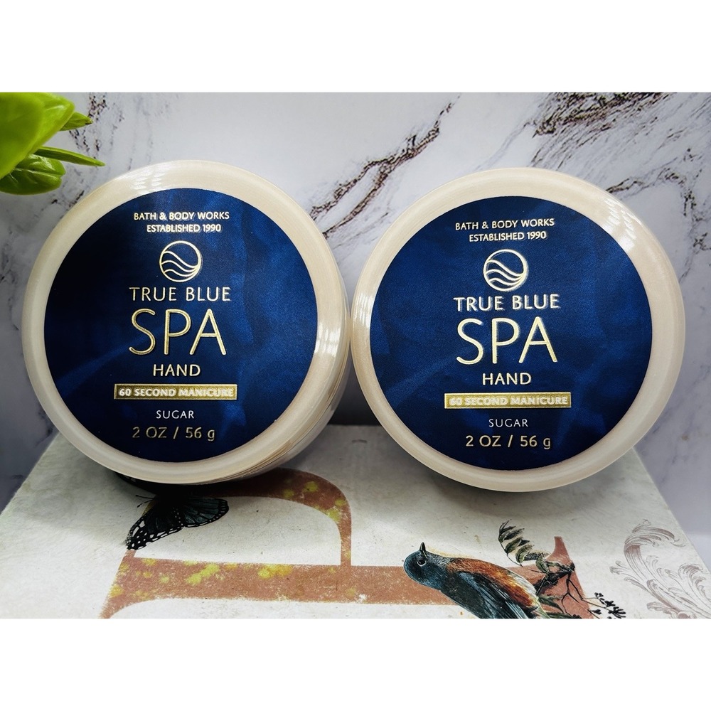 Bath & Body Works True Blue Spa 60 Second Manicure Hand Sugar Scrub 2oz Set/2
